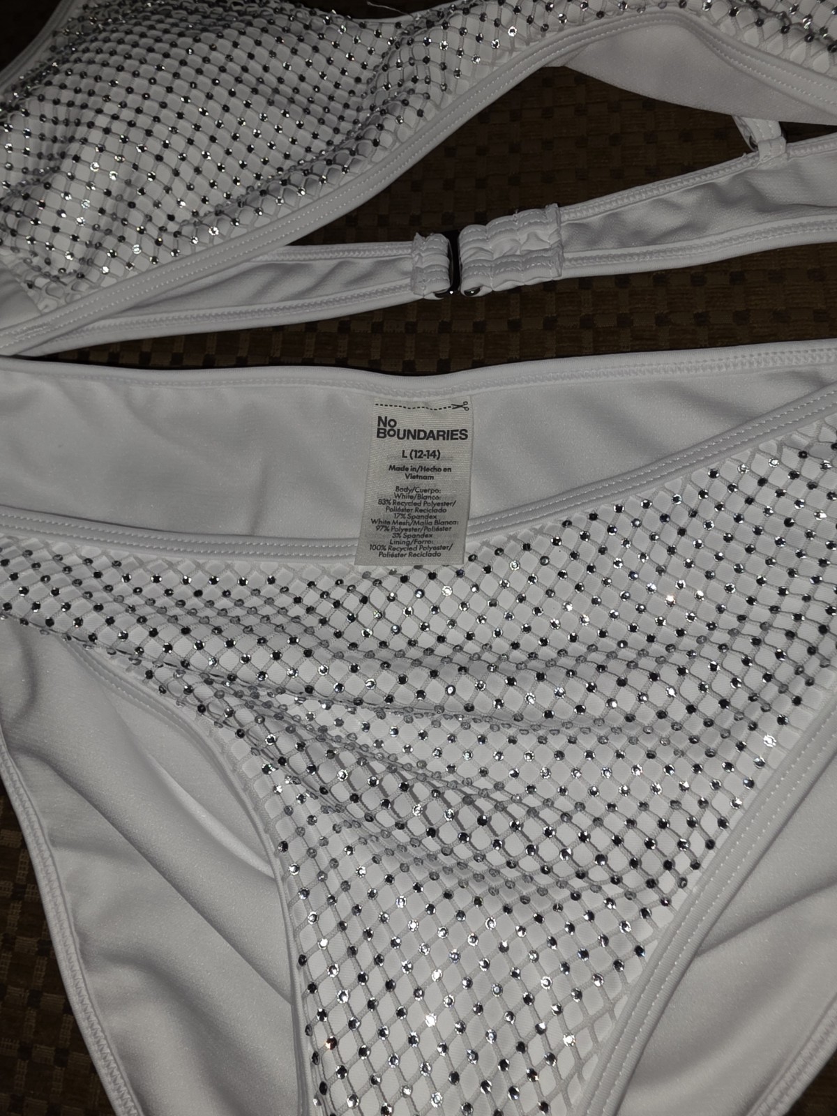 White Rhinestone Embellished Bikini