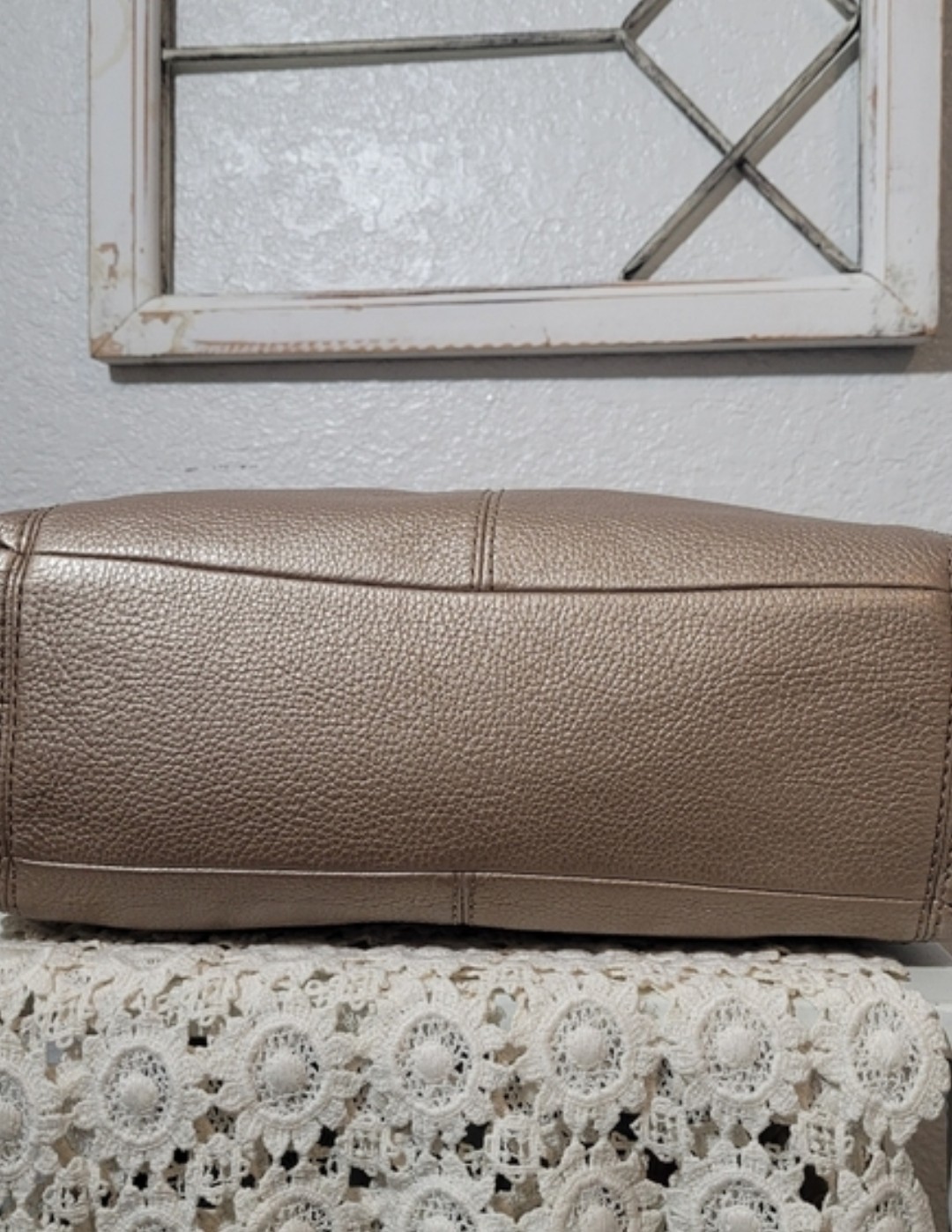 Coach F32150 Gold Champagne Lexy Triple Compartment Shoulder Bag EUC
