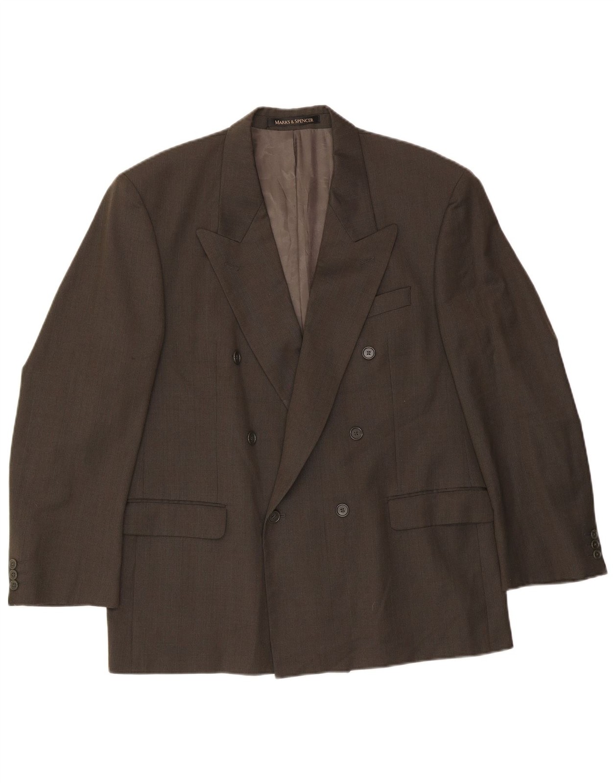 Marks & Spencer Mens Double Breasted Blazer Jacket UK 44 XL Green Check DP07