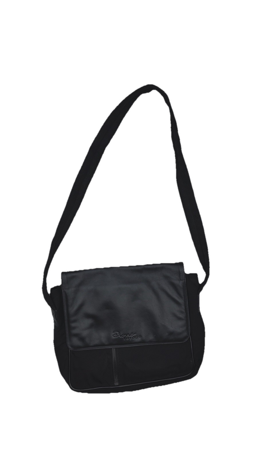 Unisex Messenger Bag Structured Sleek Onyx Vegan Leather Multi-Pocket Satchel