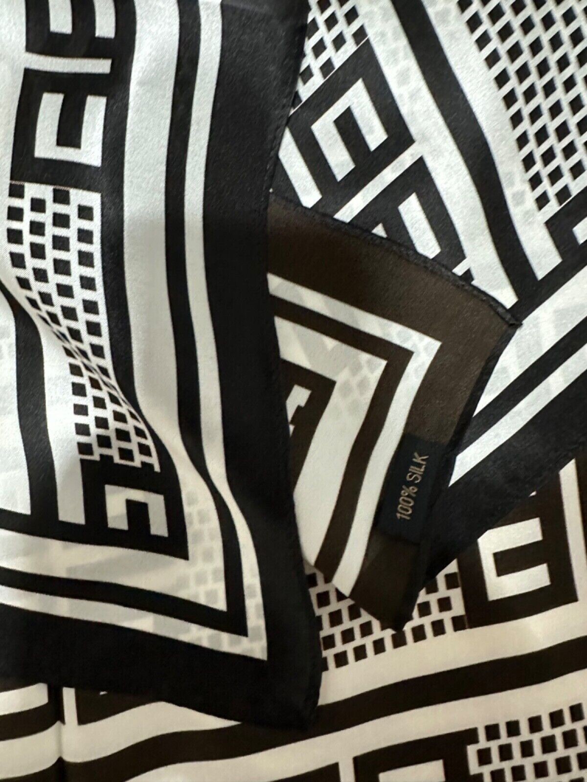 35″x35″White Art Letter Print Pure Mulberry Satin Silk Double-sided Scarf88x88cm