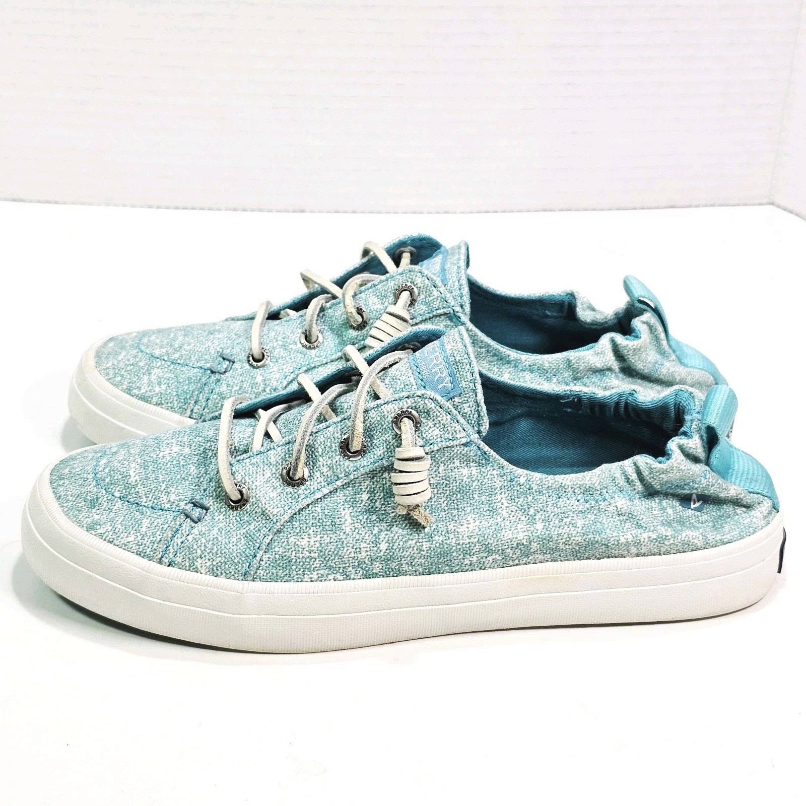 Sperry Top-Sider Womens 8.0 M Crest Ebb Canvas Sandwash Sneakers Teal Slip-on