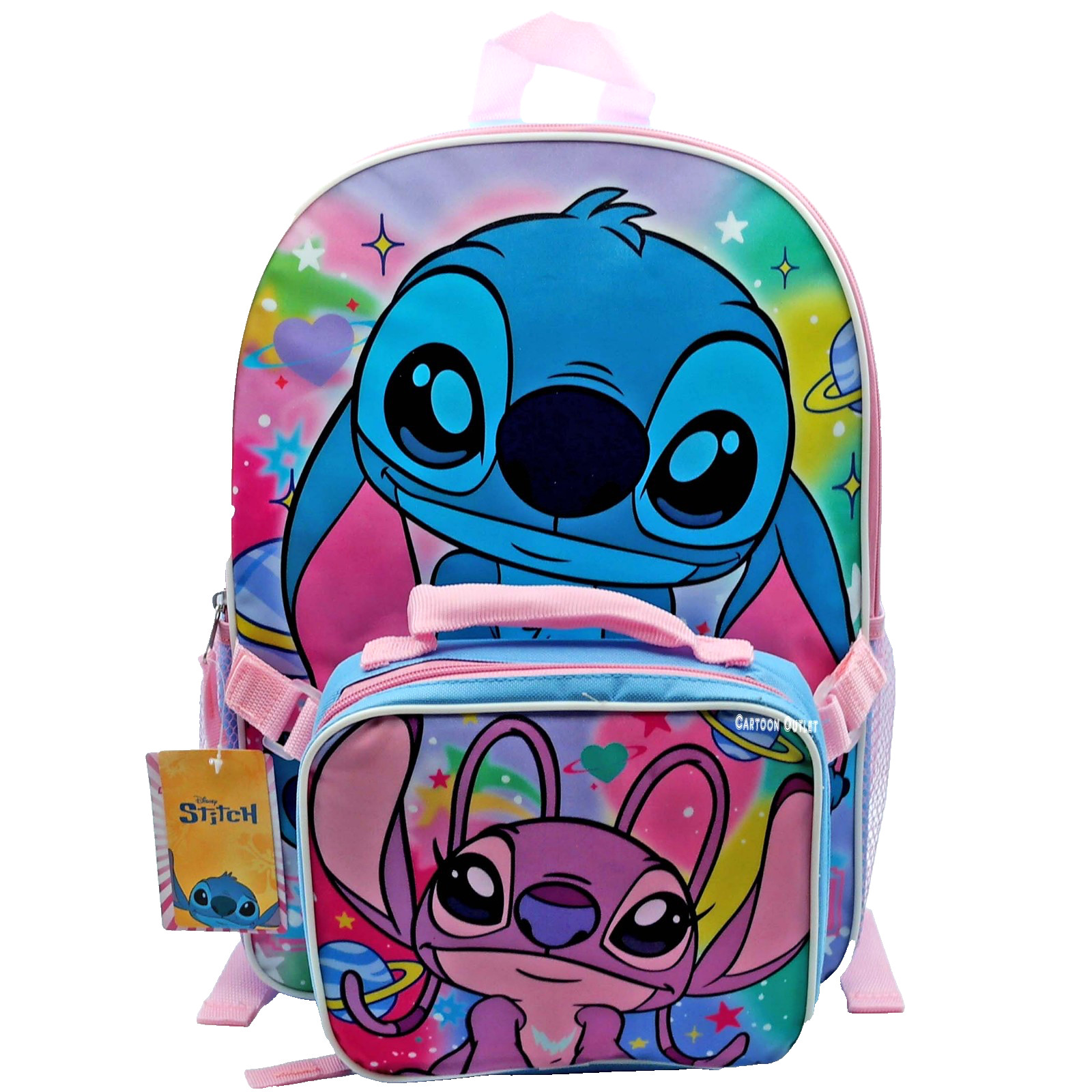 Disney Lilo & Stitch Angel w/Lunch Bag Backpack Set 16″ School Book Bag New