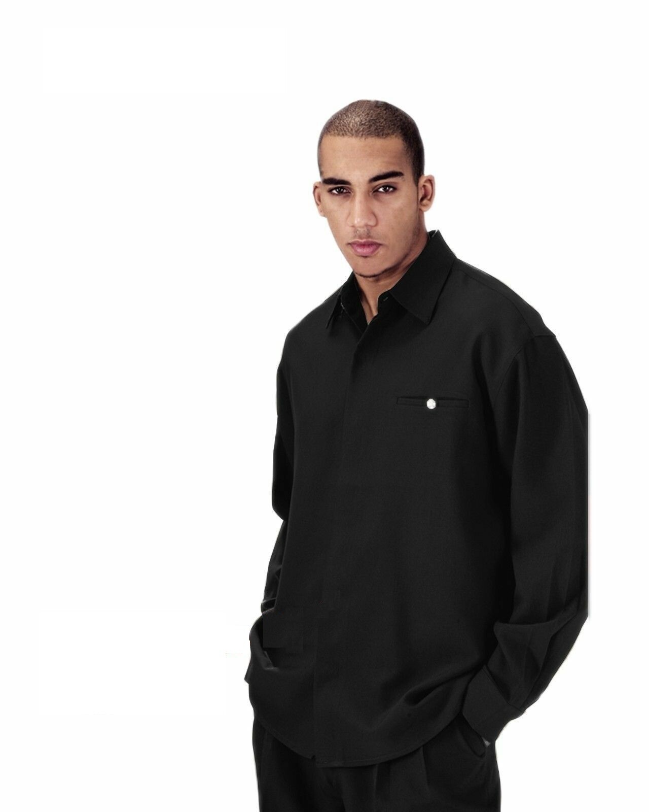 Men’s 2pc Walking Suit Long Sleeve Casual Shirt & Pants Set Solid Color