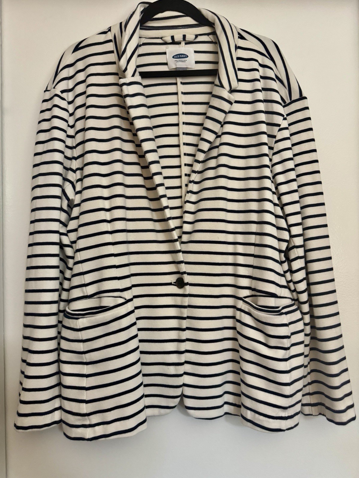 Old Navy Plus XXL Coastal Striped Cotton Jersey Knit Blazer Navy Classic Jacket