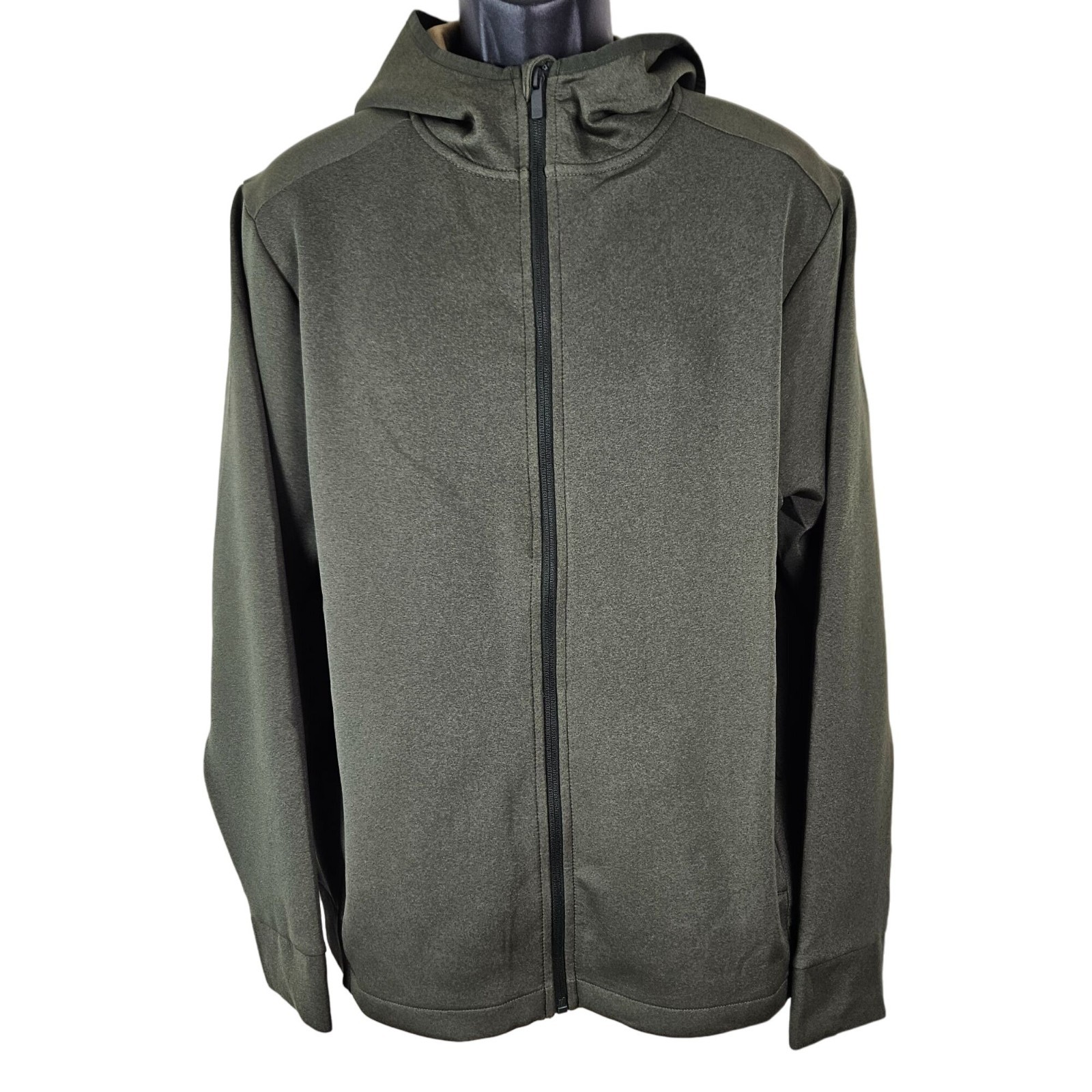 All In Motion Size Large Mens Hooded Full-Zip Jacket Olive Green Activewear