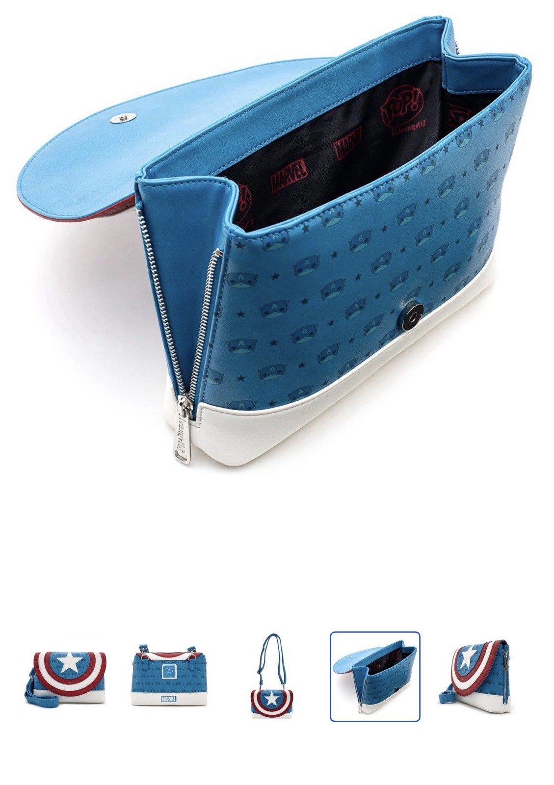 Loungefly X Marvel Funko Captain America Debossed Shield Crossbody Bag