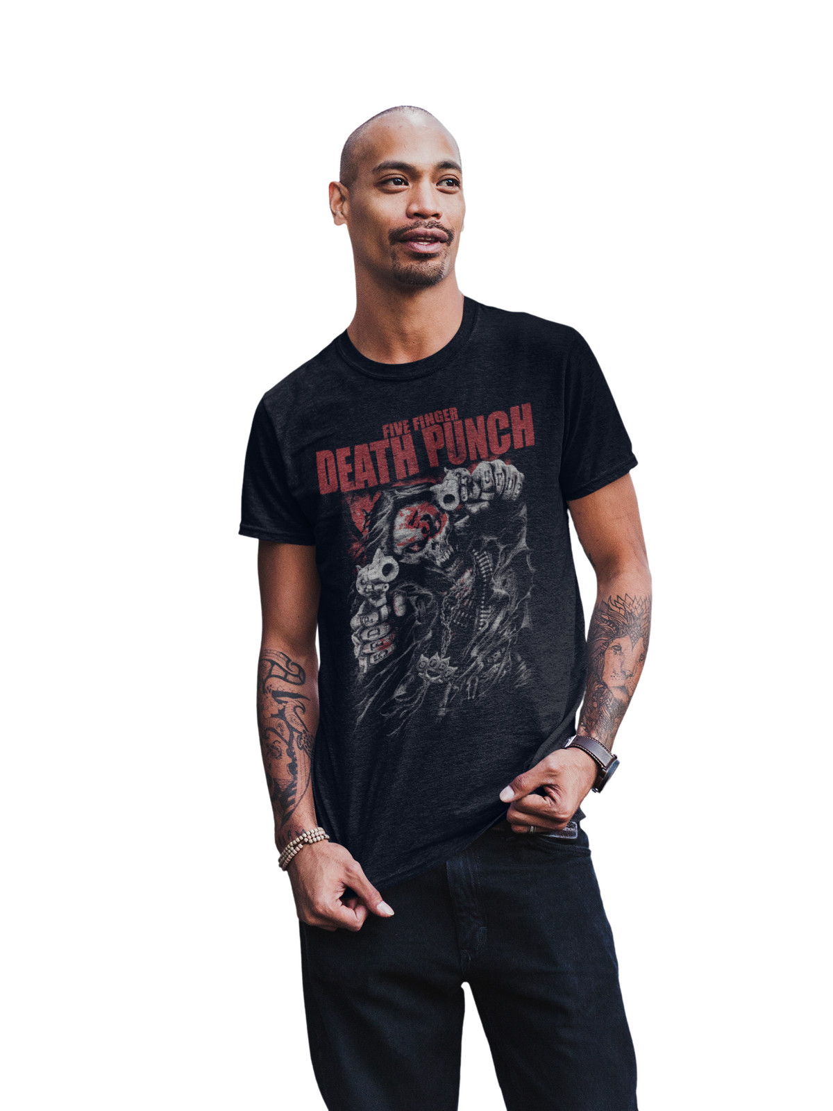 Stakes Five Finger Death Punch – Both Barrels Jumbo Print T-Shirt T-Shirt Black