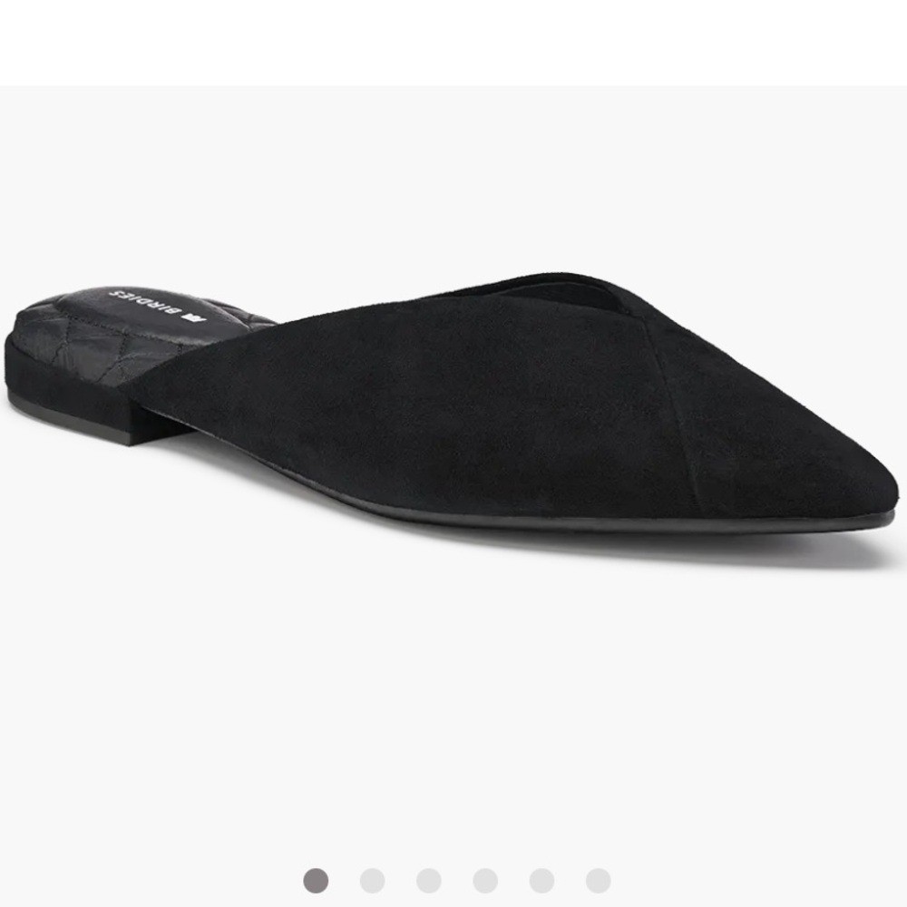 Birdies Black Pointed-Toe Flats Cushioned Comfort Quilted Insole Sz 8