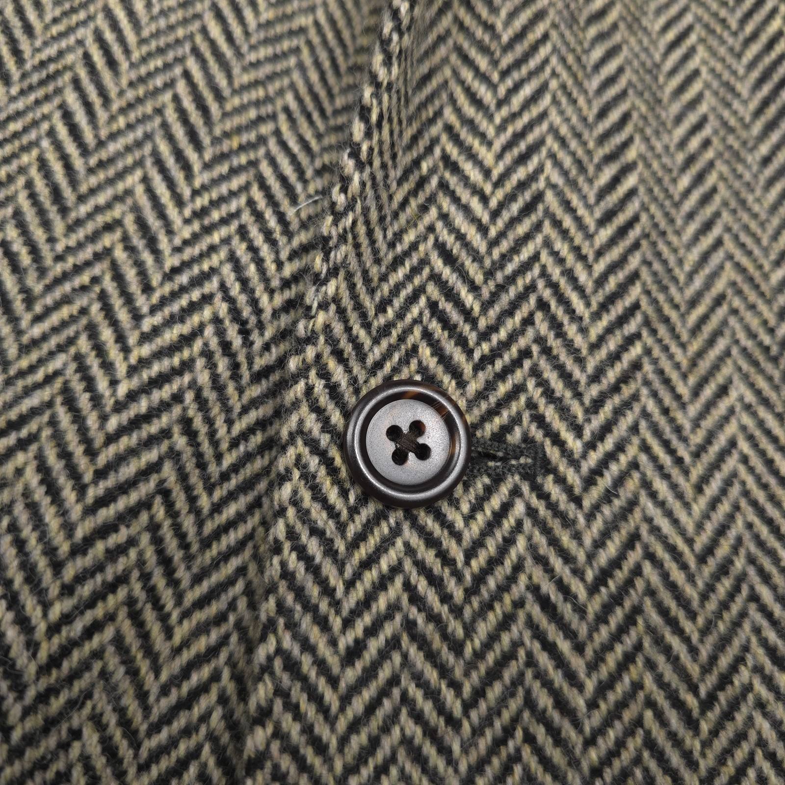 Polo Ralph Lauren Soft Herringbone Sport Coat Mens 42R Black Beige Wool Blazer