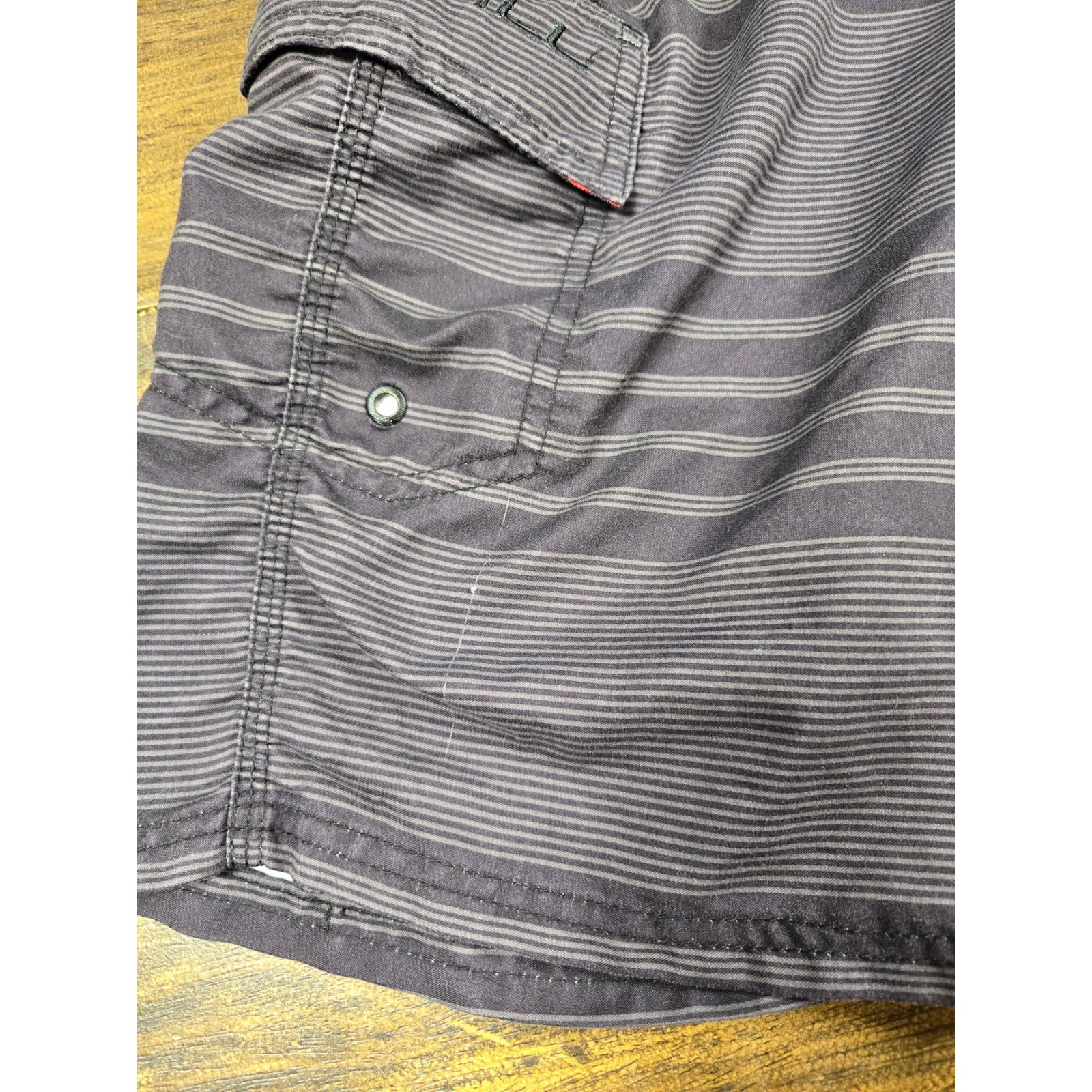 ONeill Mens Striped Board Shorts Red Charcoal Grey Cargo Pocket Size 29