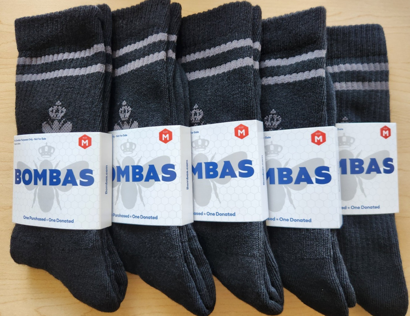 Bombas Black Socks Size M Calf Honeycomb Socks 5 Pairs NEW
