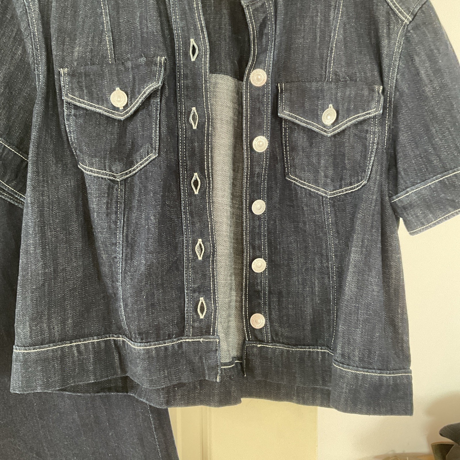 Marks & Spencer Utility Cotton Denim Short Sleeved Shirt Shacket Jacket Size 10