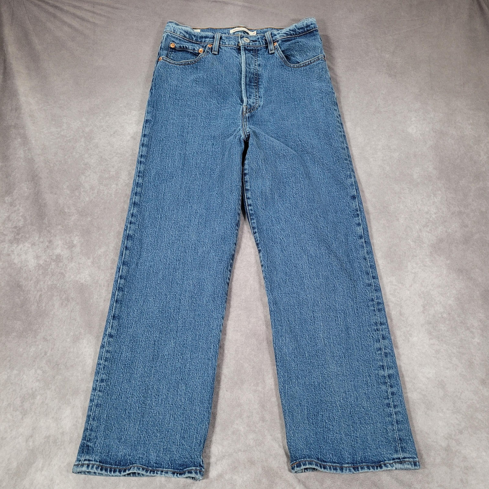 Levis Premium Jeans Womens 28×27 Blue High Rise Ribcage Straight Mom 30×27 Tag