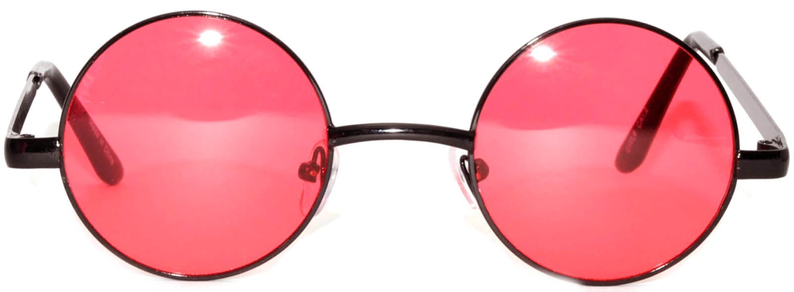 ROUND SUNGLASSES RED LENS HIPPIE HIPSTER RETRO BLACK FRAME 43 MM MEN’s