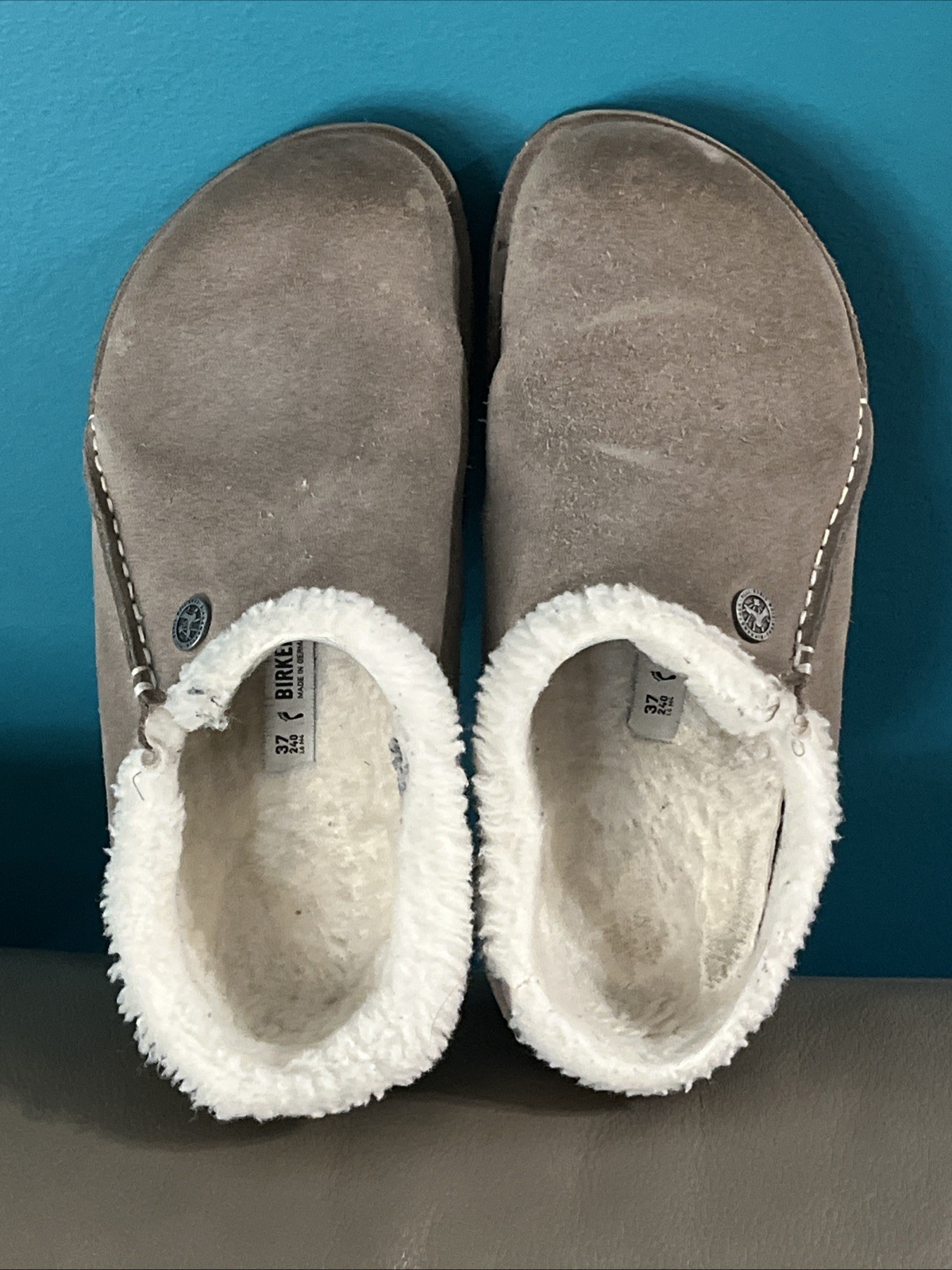 Birkenstock Zermatt Premium Suede Leather Clogs In Grey Taupe sz 37 Women