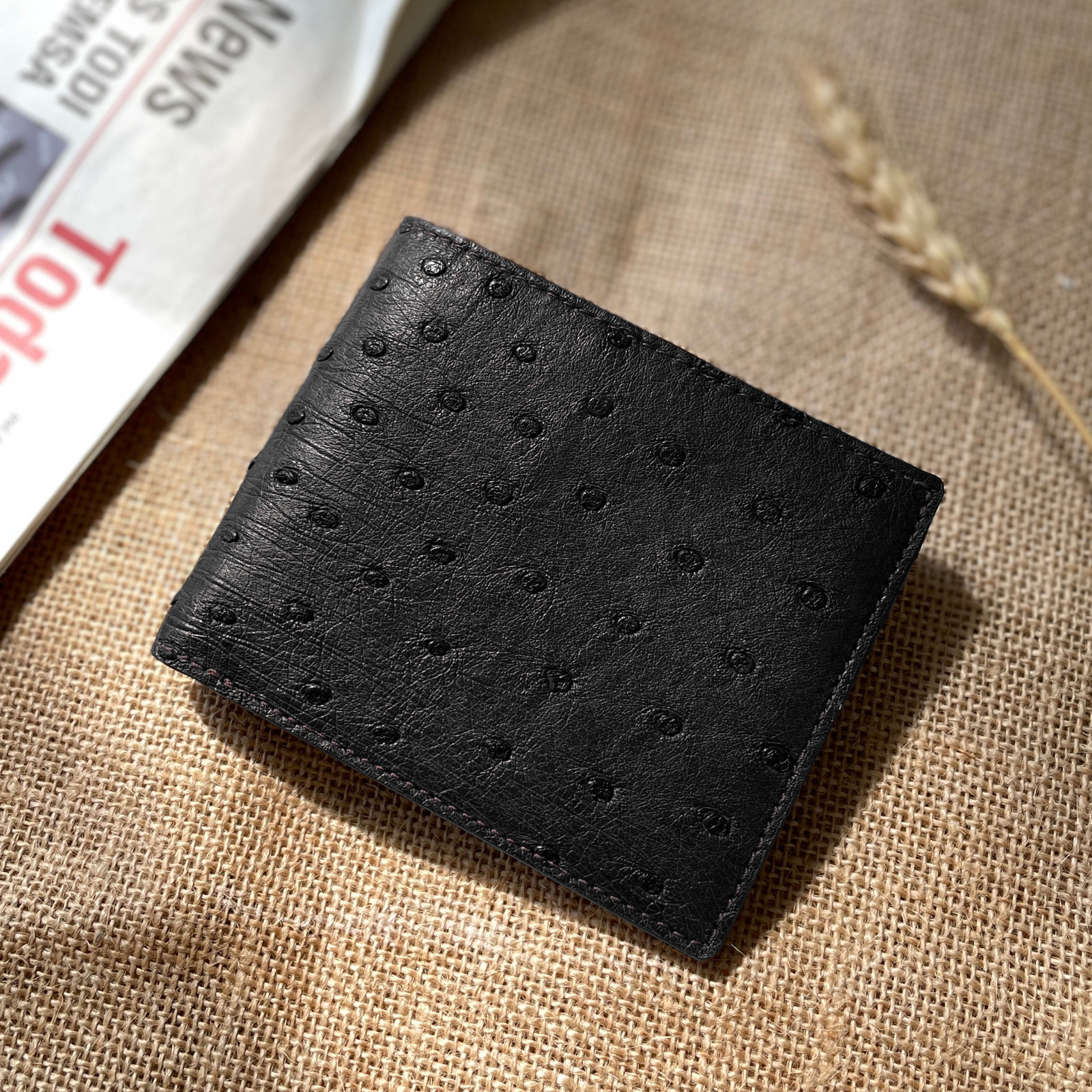 Genuine Ostrich Leather Bifold Wallet Men Handmade Wallet – Customized Wallet