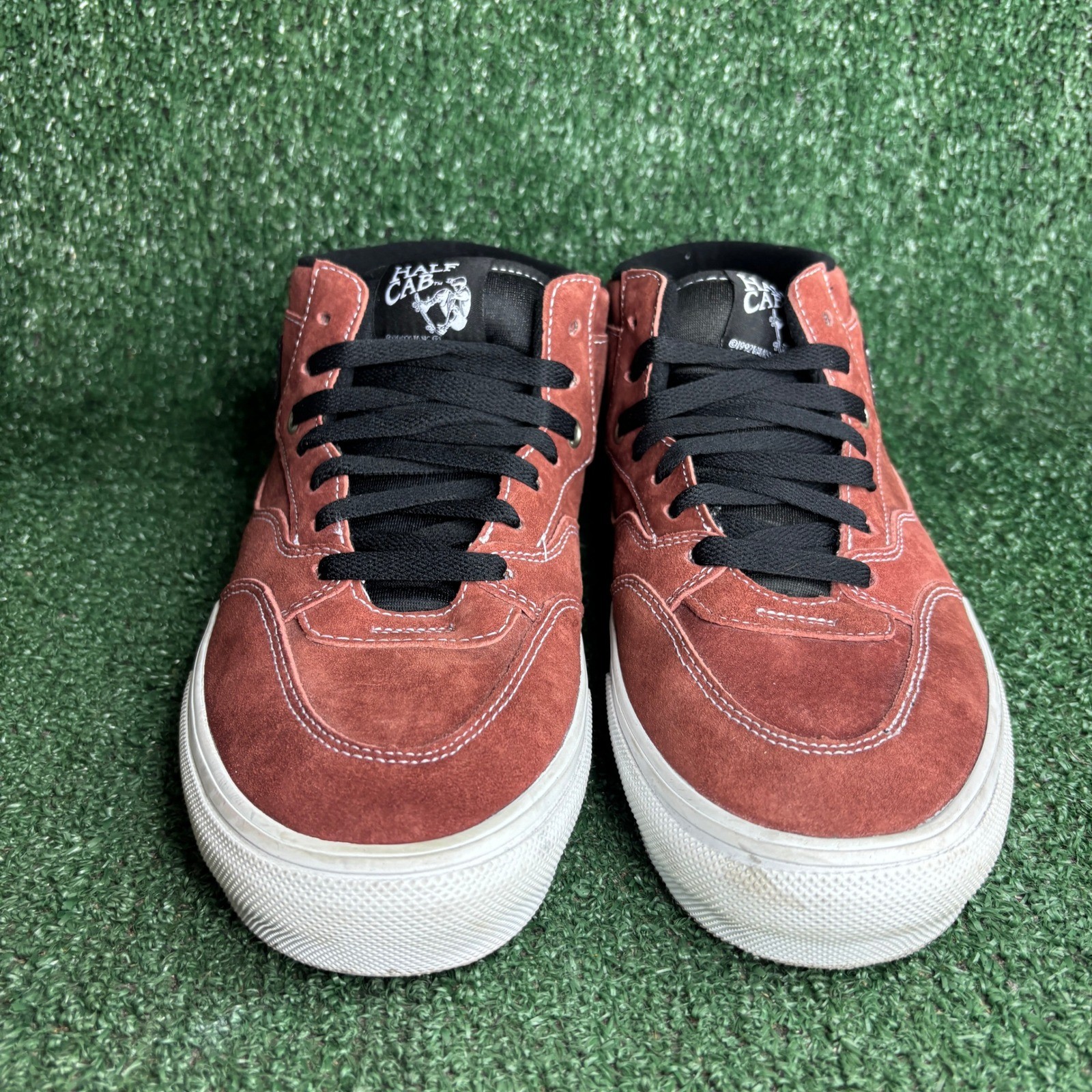 Vans Half Cab Skate Suede PopCush Duracap Sneakers Brick Red Rust Mens Size 12.0