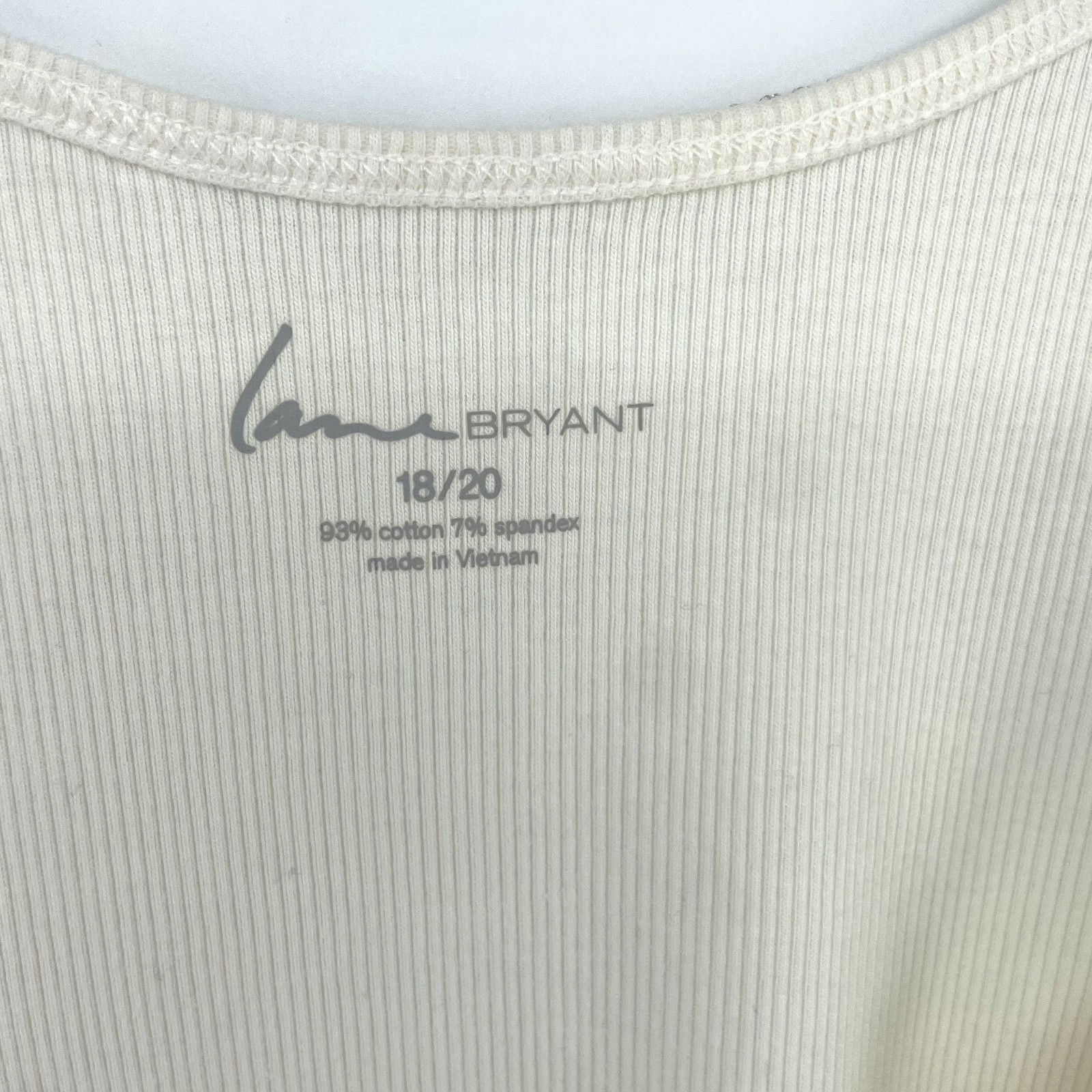 Lane Bryant Tank Top 18/20 Embellished Rhinestone Ribbed Cream Elevated Basic