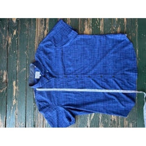 Construct Mens XXL Blue Short Sleeve Button Down Shirt Modern Fit Slub Knit