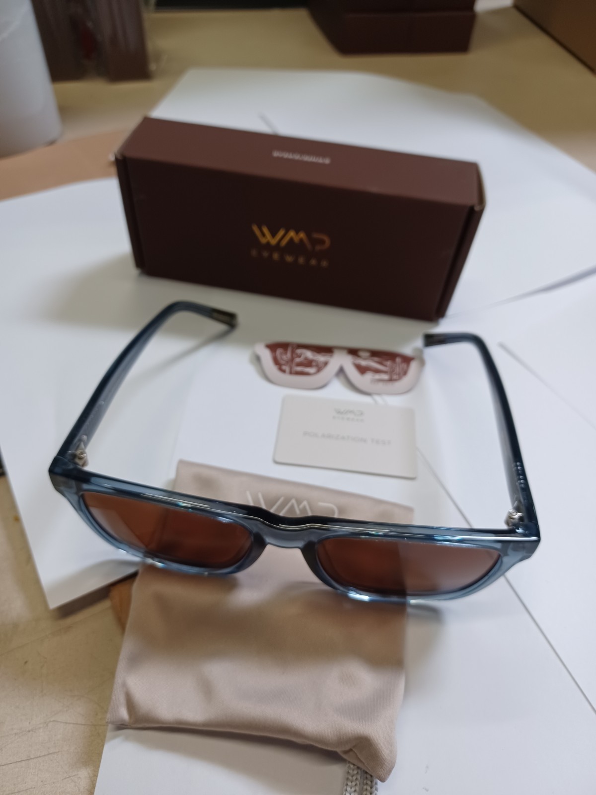 WMP Denver 54-20-149 Crystal Indigo Blue / Dark Brown Lens Sunglasses