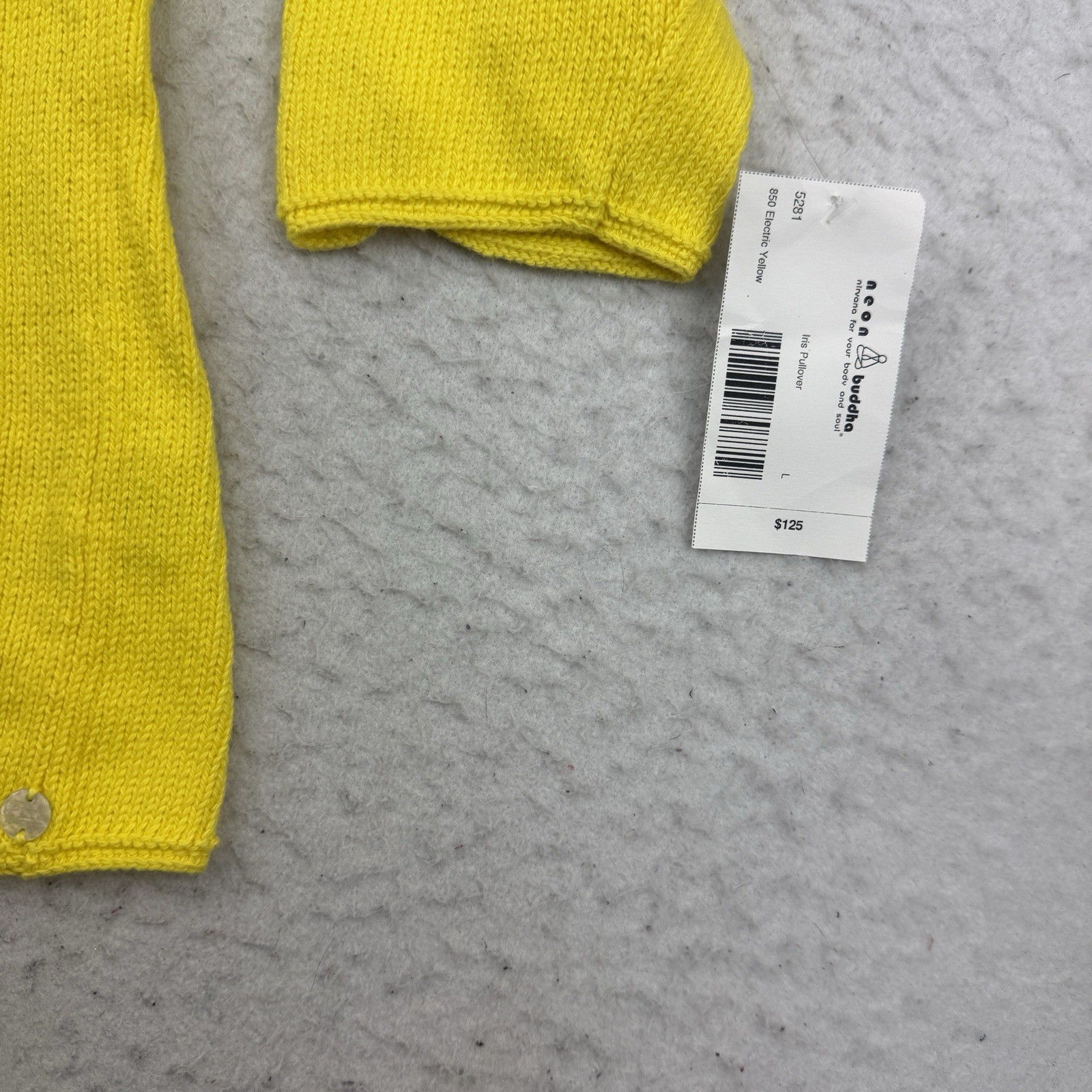 Pure Knits Neon Buddha Sweater Womens Large L Iris Pullover Electric Yellow NWT