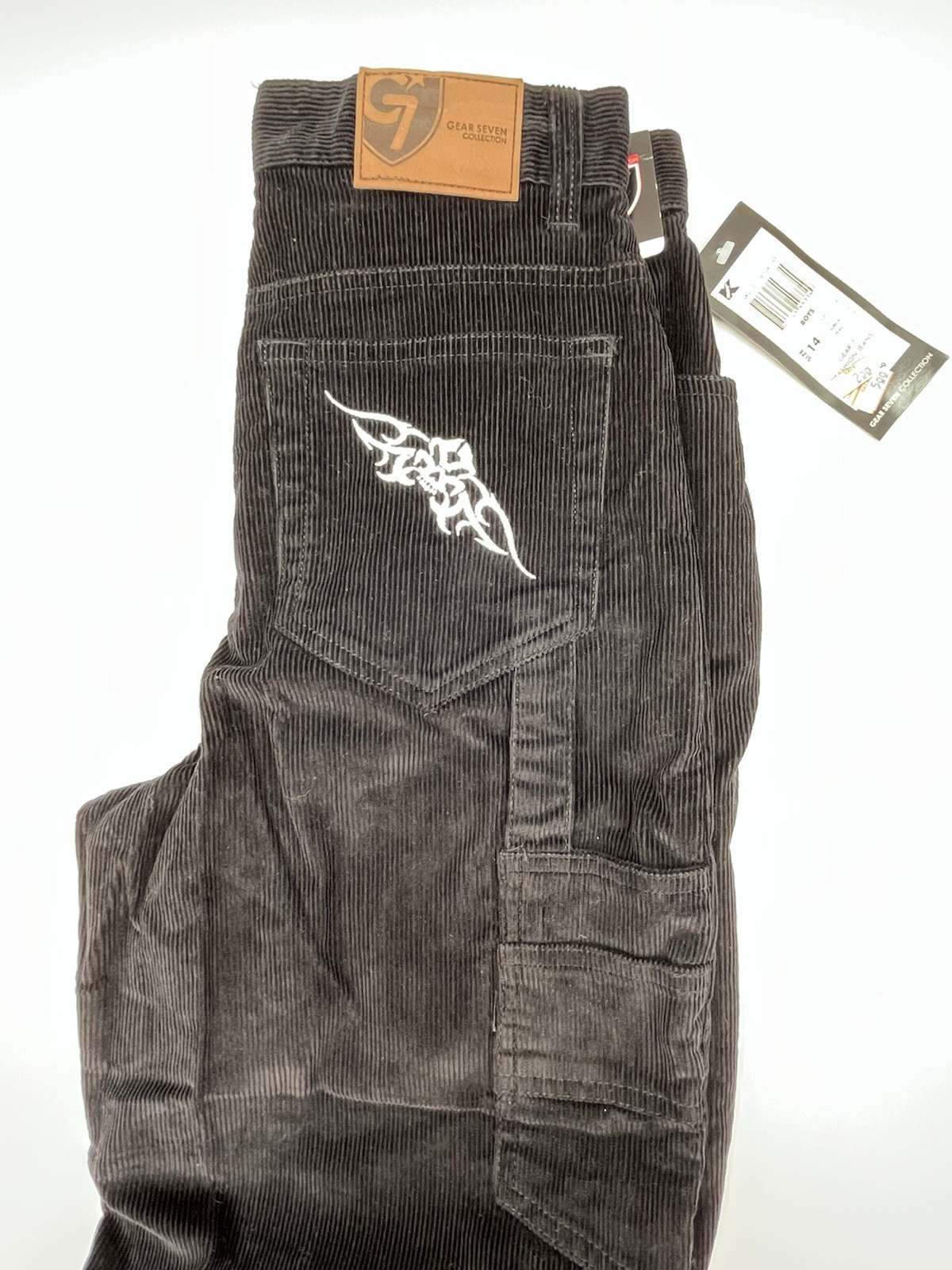 Gear Seven Collection Y2K Skateboard Youth Unisex Black Corduroy Size 14