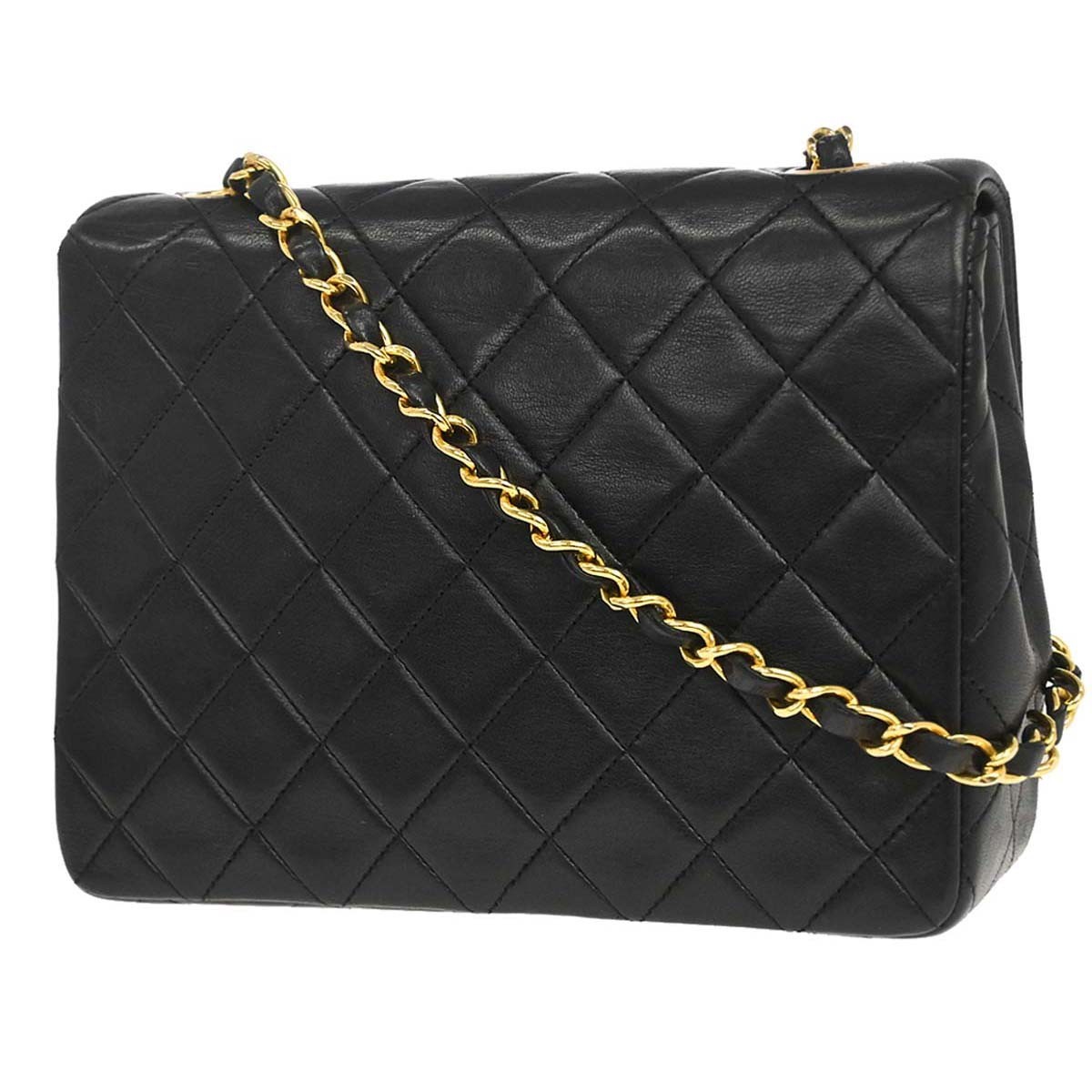 Chanel Black Lambskin Classic Square Flap Shoulder Bag 20 188123