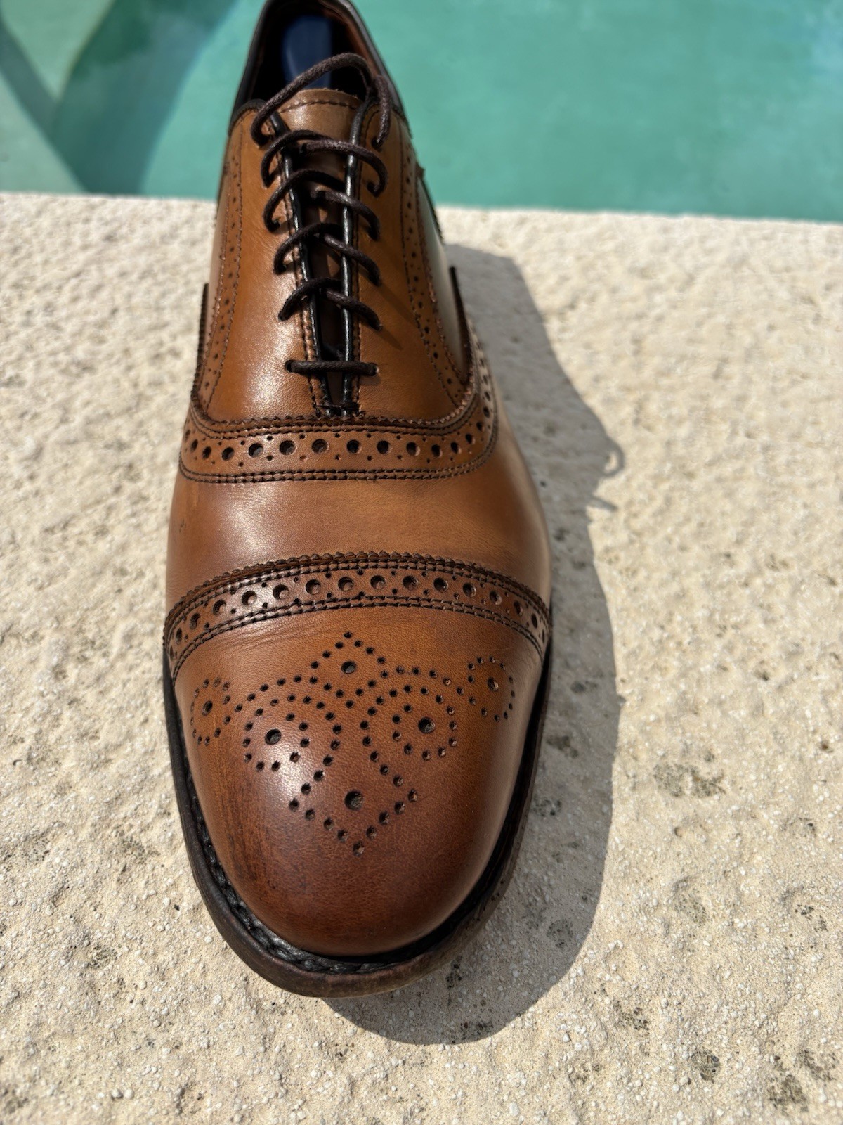 Allen Edmonds Walnut Strand 1635 Cap-Toe Oxford Brown Leather Dress Shoes Sz 13D
