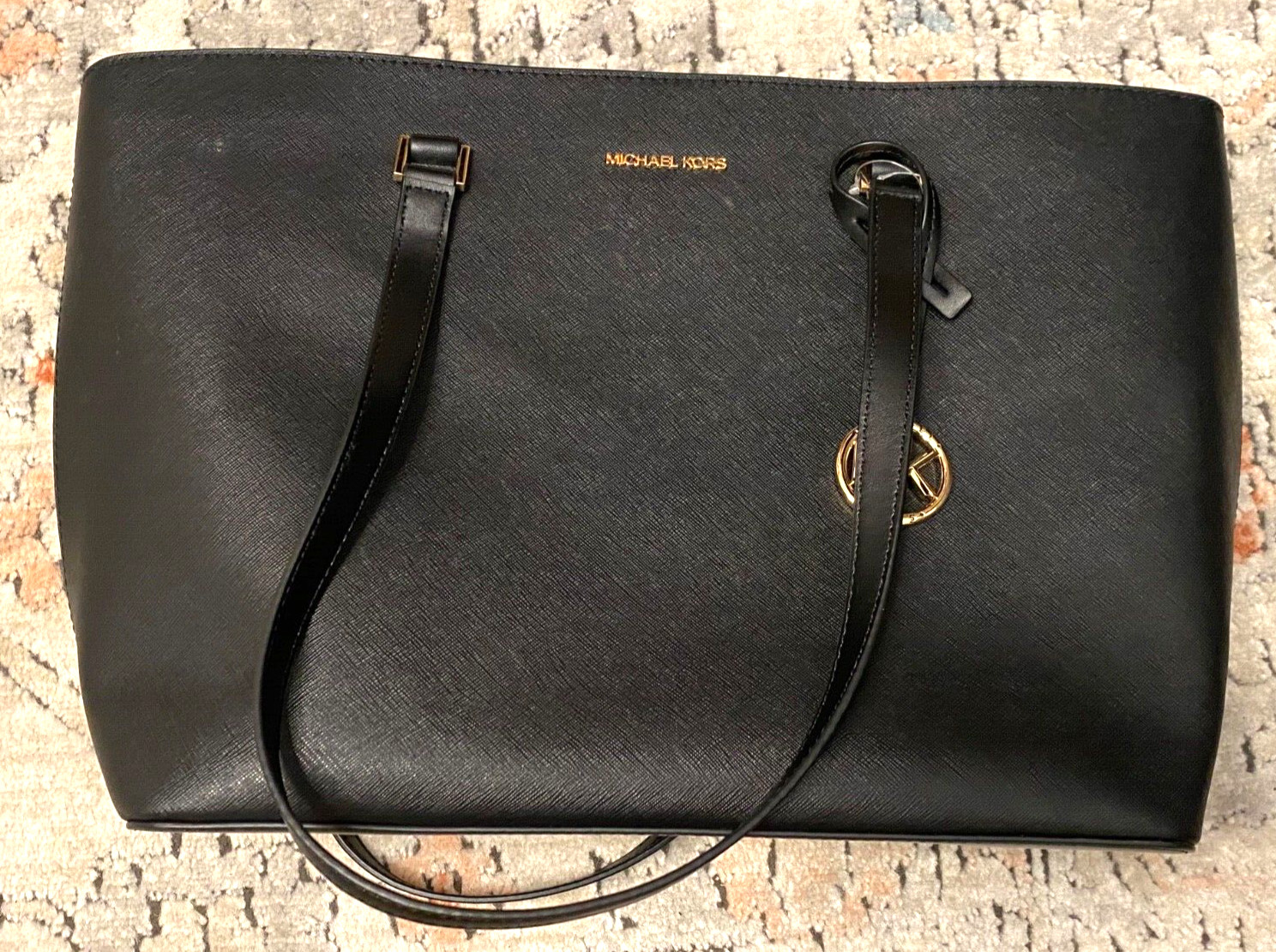 NWT $358 MICHAEL KORS Savannah Large BLACK Leather TOTE Hand Bag Purse Laptop