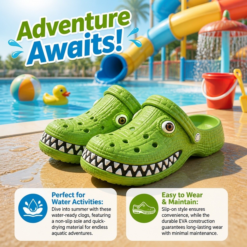 Lightweight Durable Non-Slip Pool Shoes, Quick Dry Beach Garden Clogs for Adults