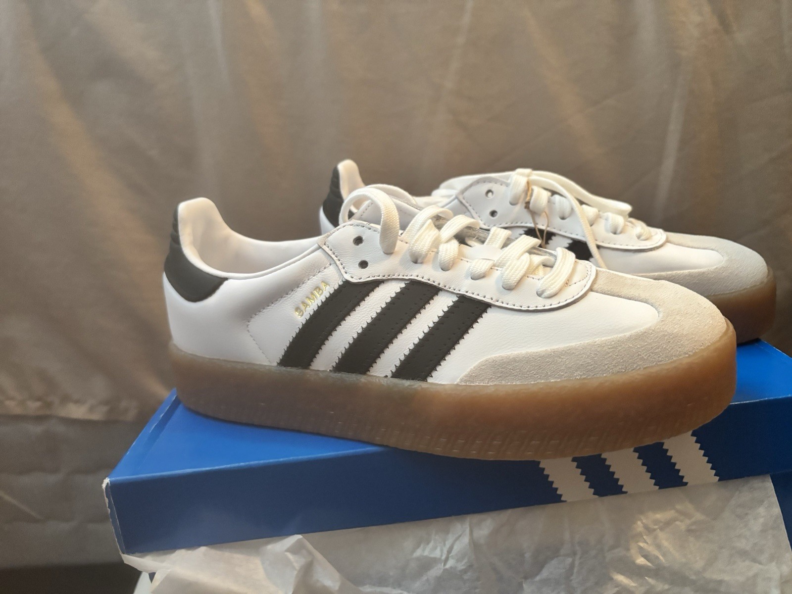 Adidas Originals Sambae Cloud White Metallic Gold Women’s Shoes JI1349 (B)