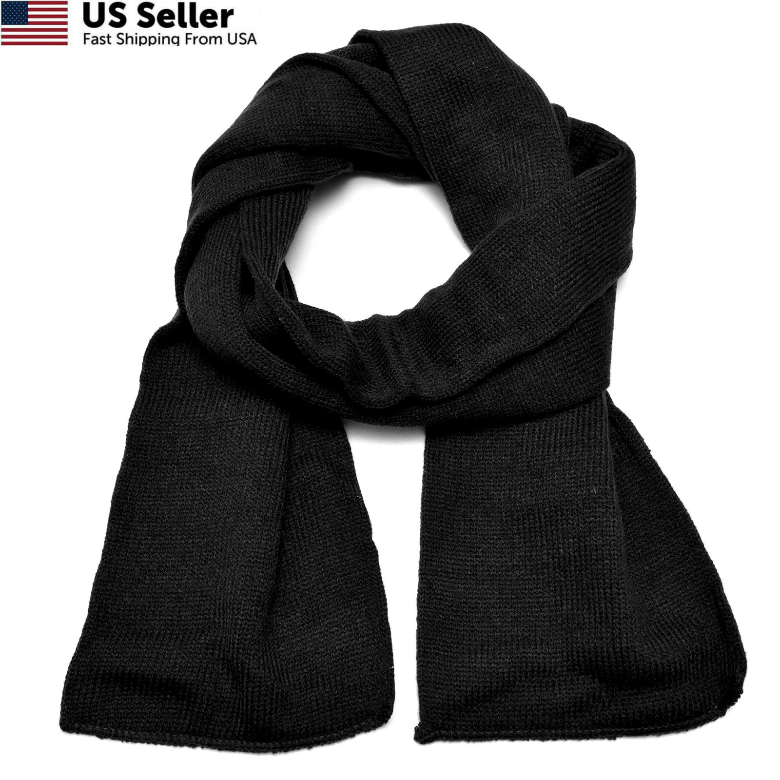 Gelante Men Classic Knit Winter Scarf Warm Double One Size, Black