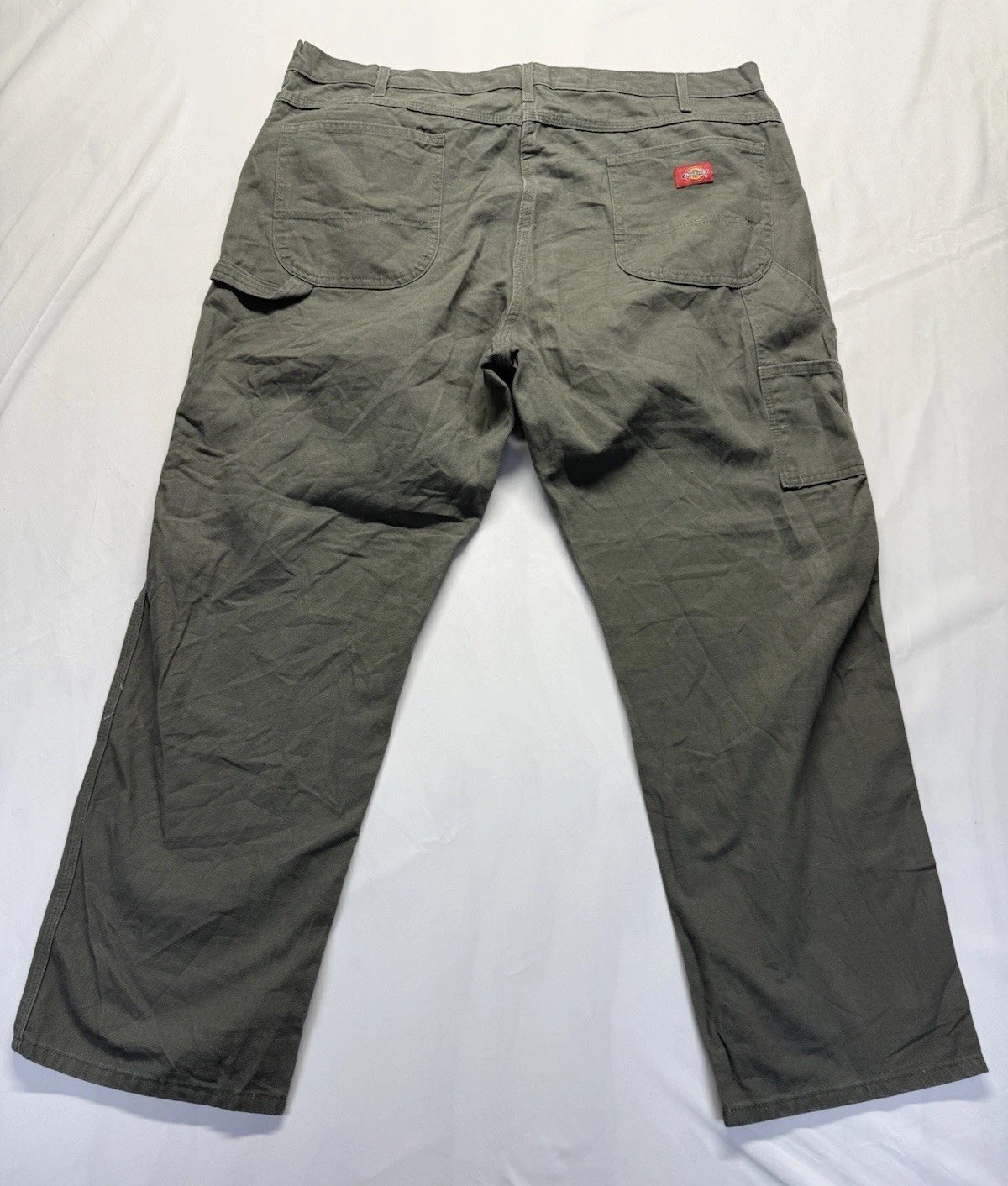 Dickies Pants Mens 42×30 Green Canvas Carpenter Relaxed Hammer Loop Workwear
