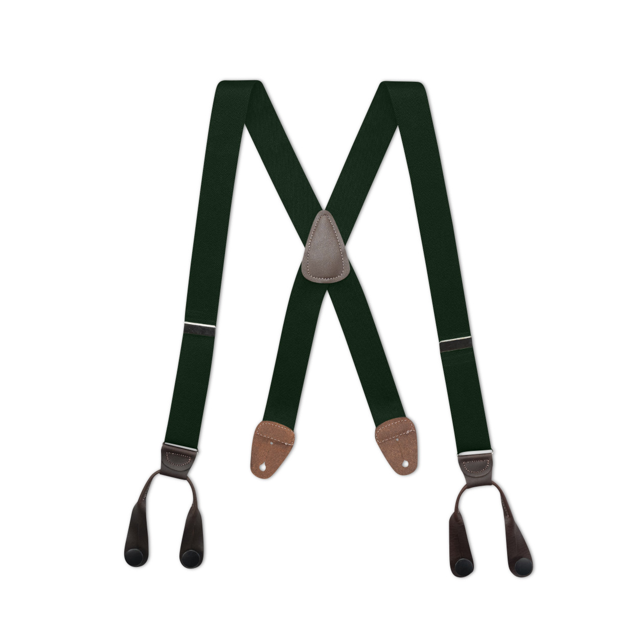 1″ Wide Gold Tone BUTTON ON Suspenders LEATHER EARS Many Colors. MADE IN USA