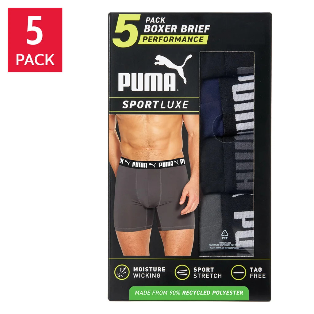 PUMA Men’s Boxer Brief, 5-PACK Comfort Waistband Tag Free No Fly NEW