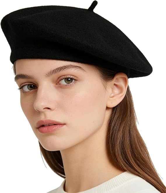 Gorro Vasco De Artista De Boina Francesa Para Mujeres Y Niñas, Color Negro NUEVO