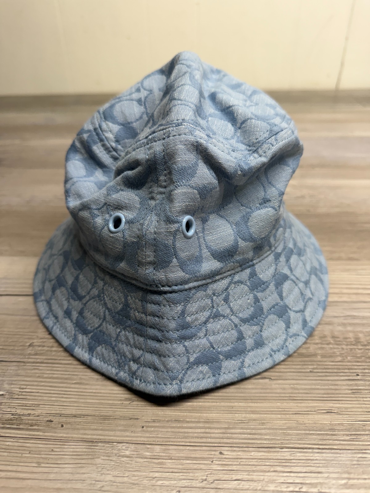 Coach Signature Jacquard Bucket Hat Blue Monogram C Logo Cotton O/S