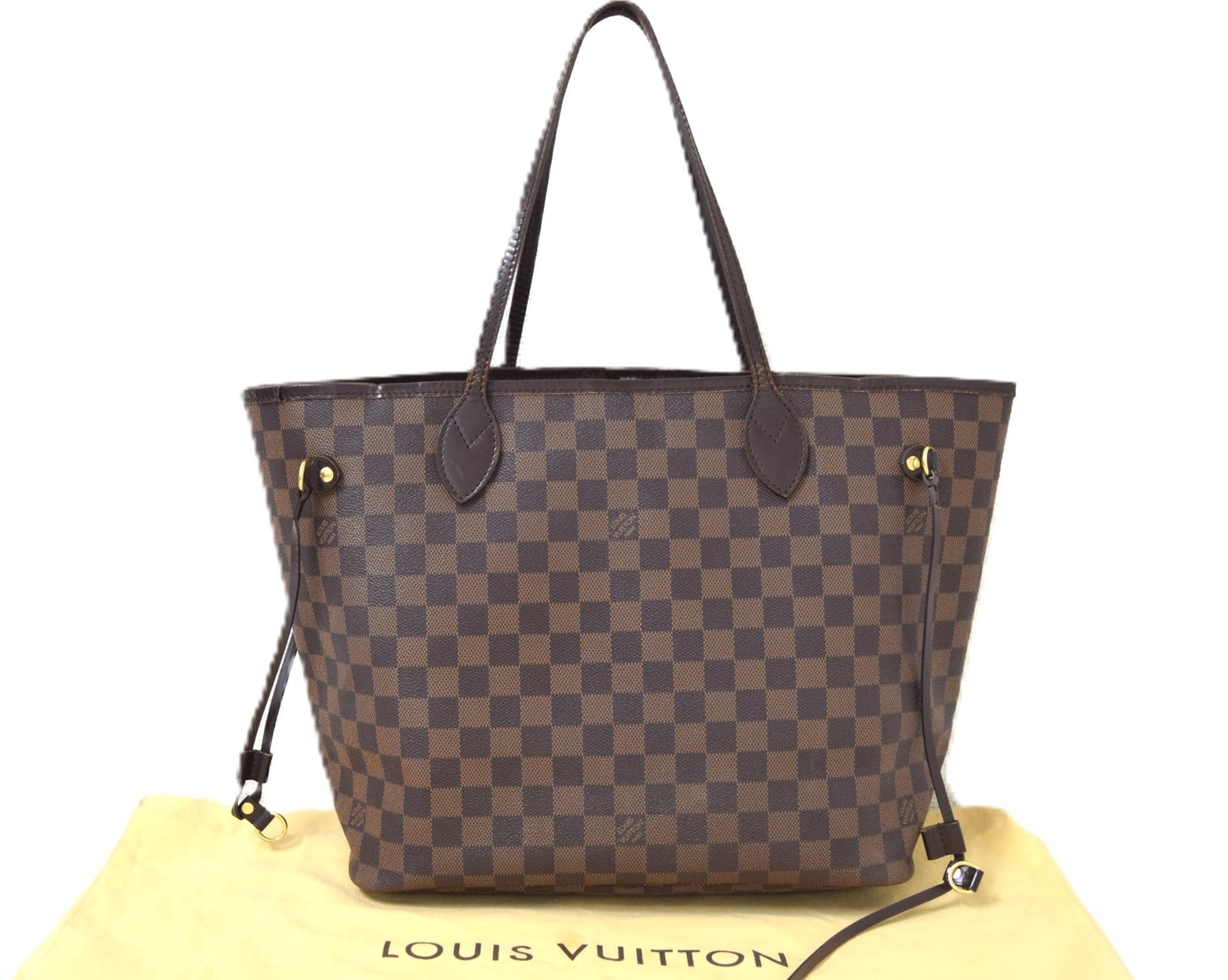 Auth Louis Vuitton Neverfull MM Tote Bag Damier Ebene Canvas N51105 LV 53736