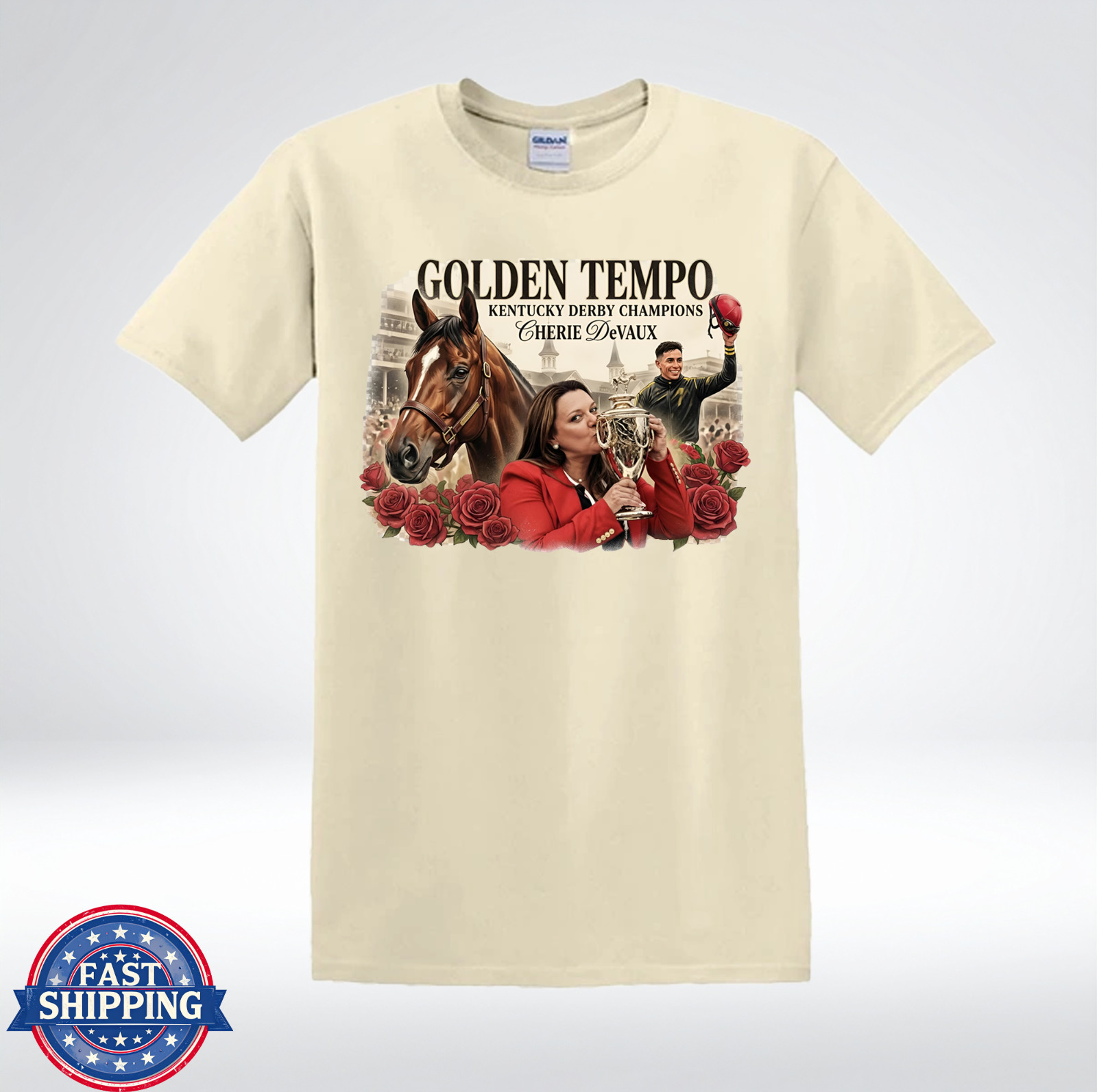 Golden Tempo Champion Thoroughbred Racing Tribute T-Shirt
