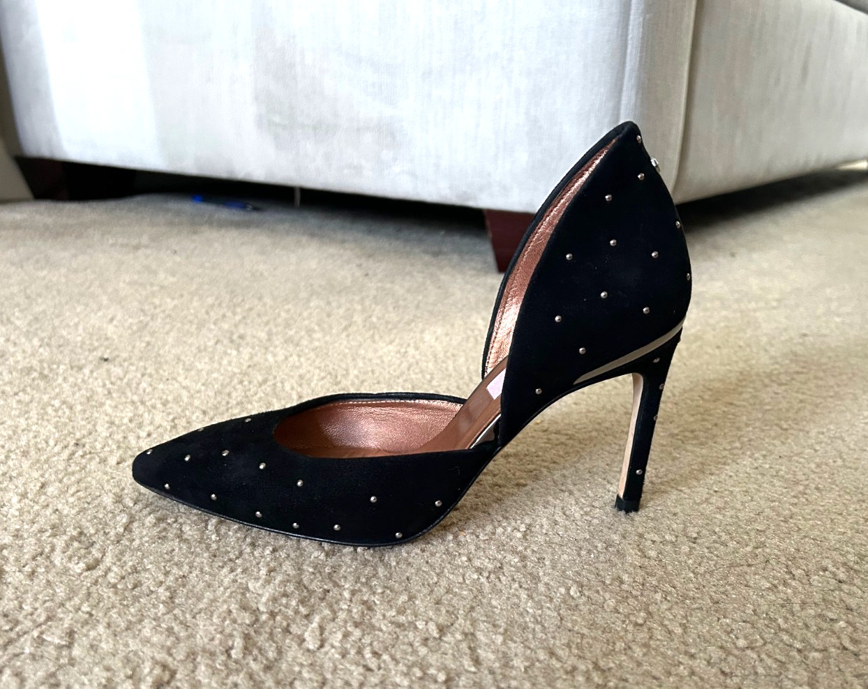 TED BAKER LONDON Zaffi d’Orsay Suede Black Studded Pump Sz 6 / 36 $255
