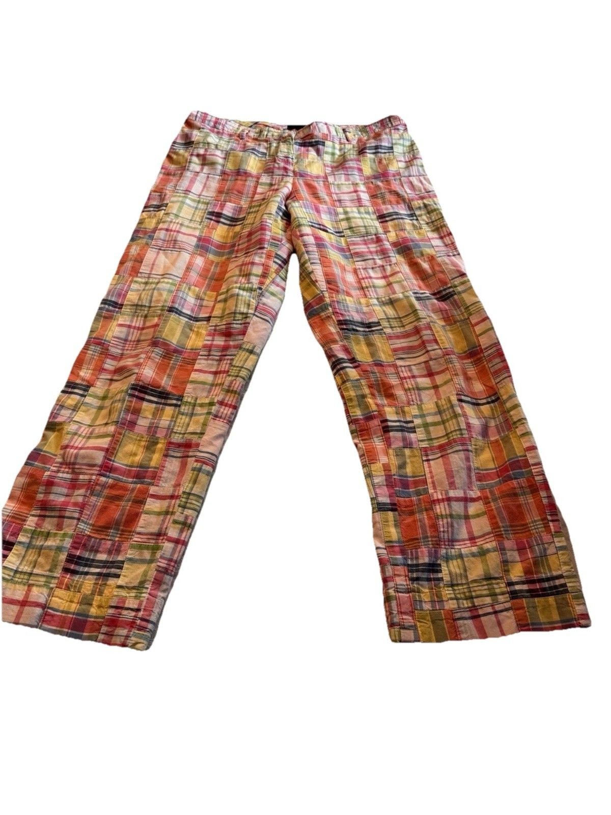 Brooks Brothers Patchwork Madras Pants Womens 10 Multicolor Pastel Plaid Size 10