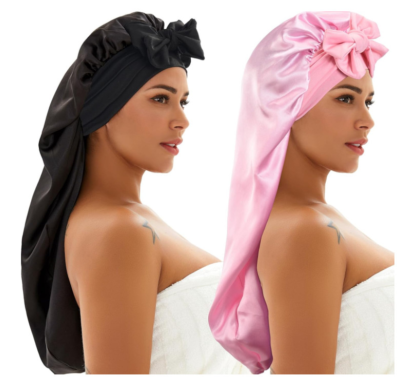Bonnet Sleep Cap Long Satin Night Cap For Braids Curly Hair Silk 2pc Extra Large