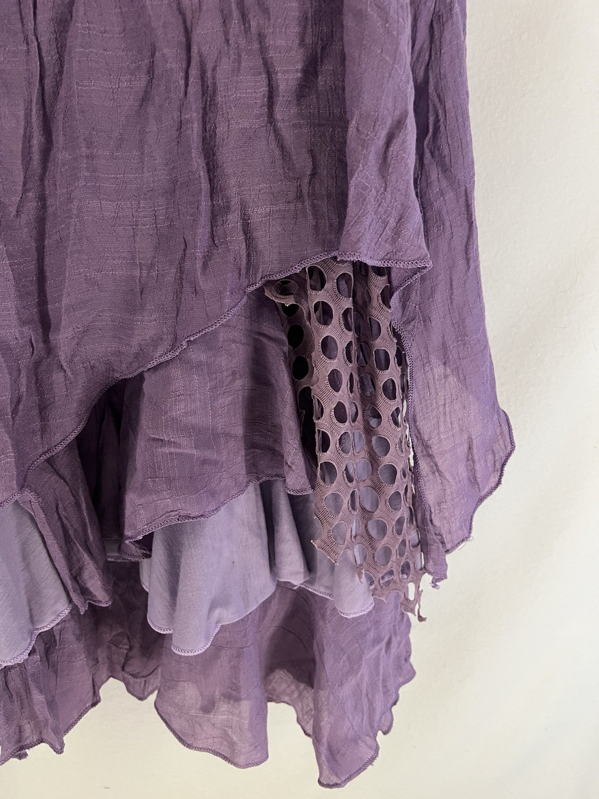 Pretty Angel Tunic 2 Piece Dress Ruffle Hem Boho Fairycore Lagenlook Size S