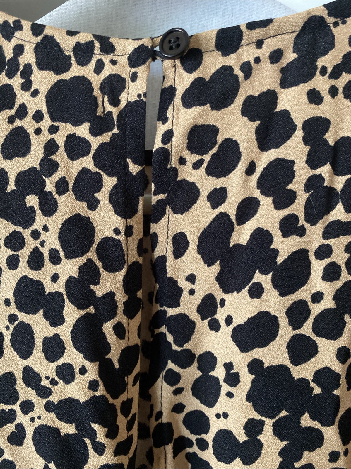 Reformation Port Black & Tan Leopard Print A-Line Tie Sleeve Midi Dress Size 8