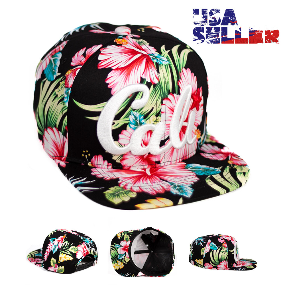 Baseball Cap Hawaii Tropical Cali Hat Snapback Adjustable Flat Black Men Hats