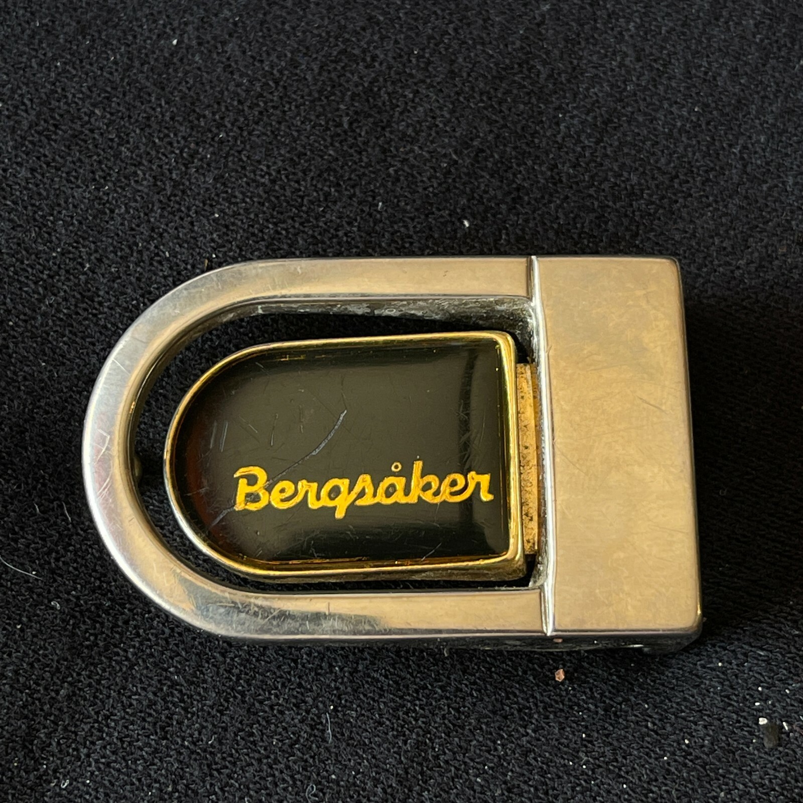 Bergasker Sporrong Belt Buckle Silver Gold Tone 1.25″ Wide 2″ Long
