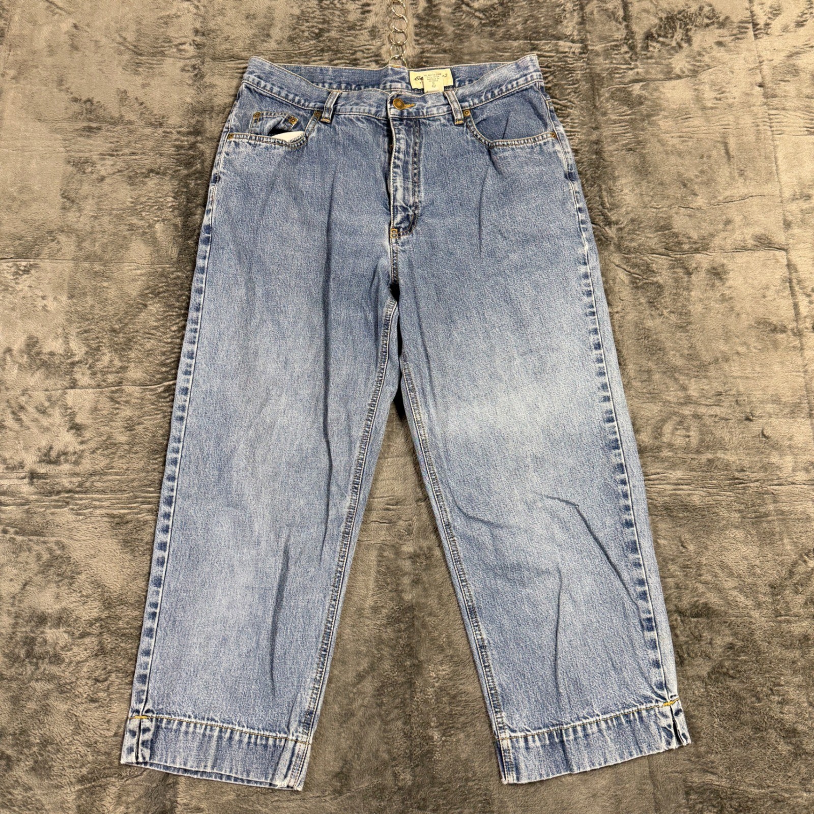 Eddie Bauer Woman’s Blue Straight Leg High Waisted Cotton Jeans Size 12