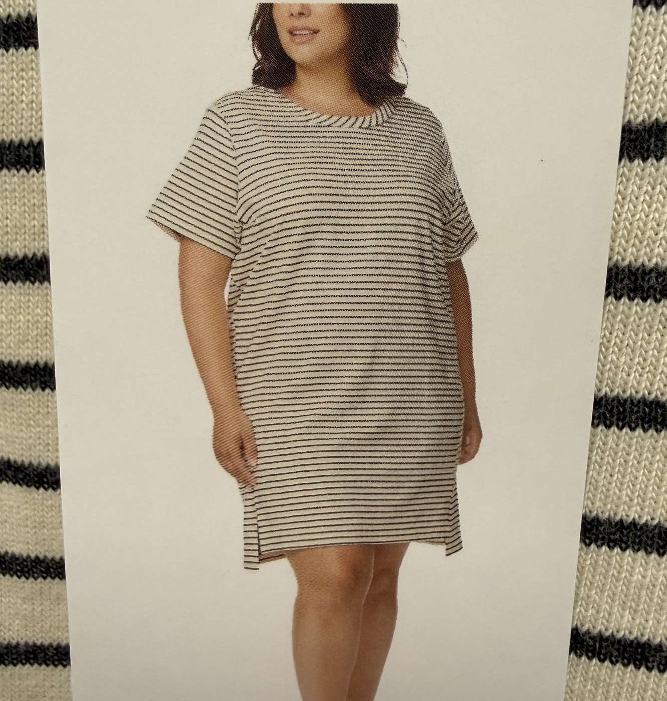 Black Stripe Cotton Dress Buffalo David Bitton 2X Knit Hi Low Hem Casual NWT