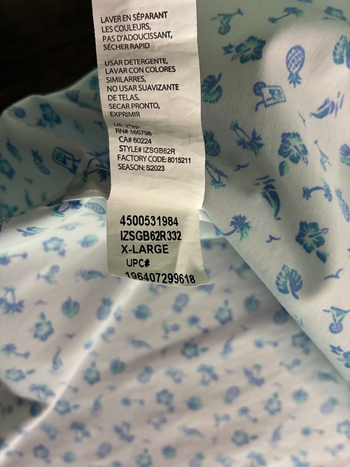 Izod Golf or Casual Button Down Shirt Men XL , Fun Summer Pattern Short Sleeve
